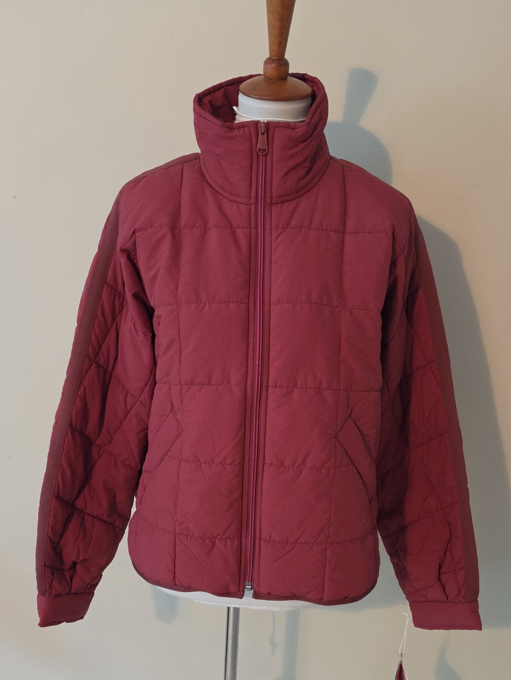 Free People Women's Quilted High-Neck Jacket - Rose  Burgundy Brand New